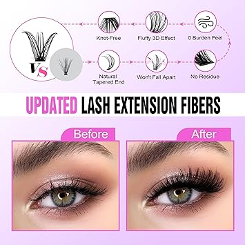 Pawotence Eyelash Extension Kit Cluster Lashes Individual Clusters 916mm Lash Bond Seal Tweezers for Self Use 280pcs Individual Eyelashes 30D40D KIT - Image 4