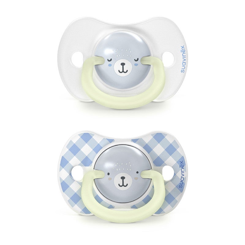 SUAVINEX سوافينيكس، عبوة من 2 مصاصة للأطفال من 6 إلى 18 شهرًا، بحلمة سيليكونية فسيولوجية SX Pro متناسقة، مسطحة ومرنة، تحترم التطور الفموي، وايلد&فري أزرق - Image 4
