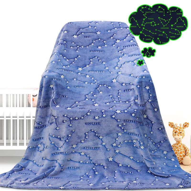 Gdindff Birthday Gifts for Kids Boys Girls Women Glow in The Dark Blanket Soft Constellation Blanket Astronomy Constellations,Space, Solar System,Star Lovers Gifts for Men, Women, Teen, Boys Girls - Image 1