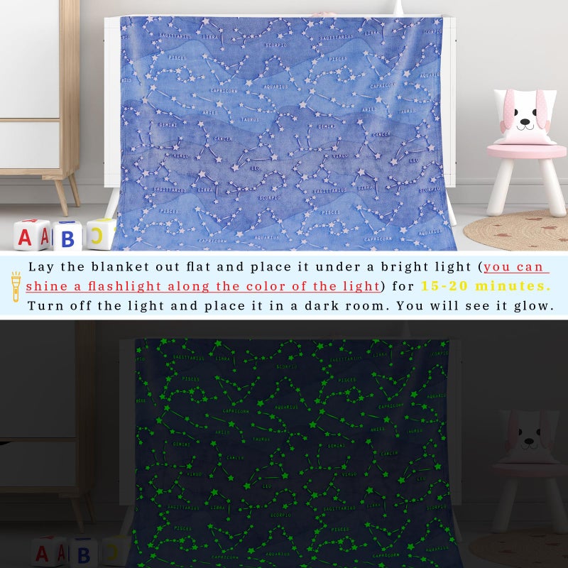 Gdindff Birthday Gifts for Kids Boys Girls Women Glow in The Dark Blanket Soft Constellation Blanket Astronomy Constellations,Space, Solar System,Star Lovers Gifts for Men, Women, Teen, Boys Girls - Image 5