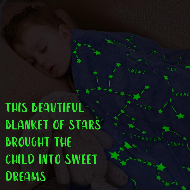 Gdindff Birthday Gifts for Kids Boys Girls Women Glow in The Dark Blanket Soft Constellation Blanket Astronomy Constellations,Space, Solar System,Star Lovers Gifts for Men, Women, Teen, Boys Girls - Image 4