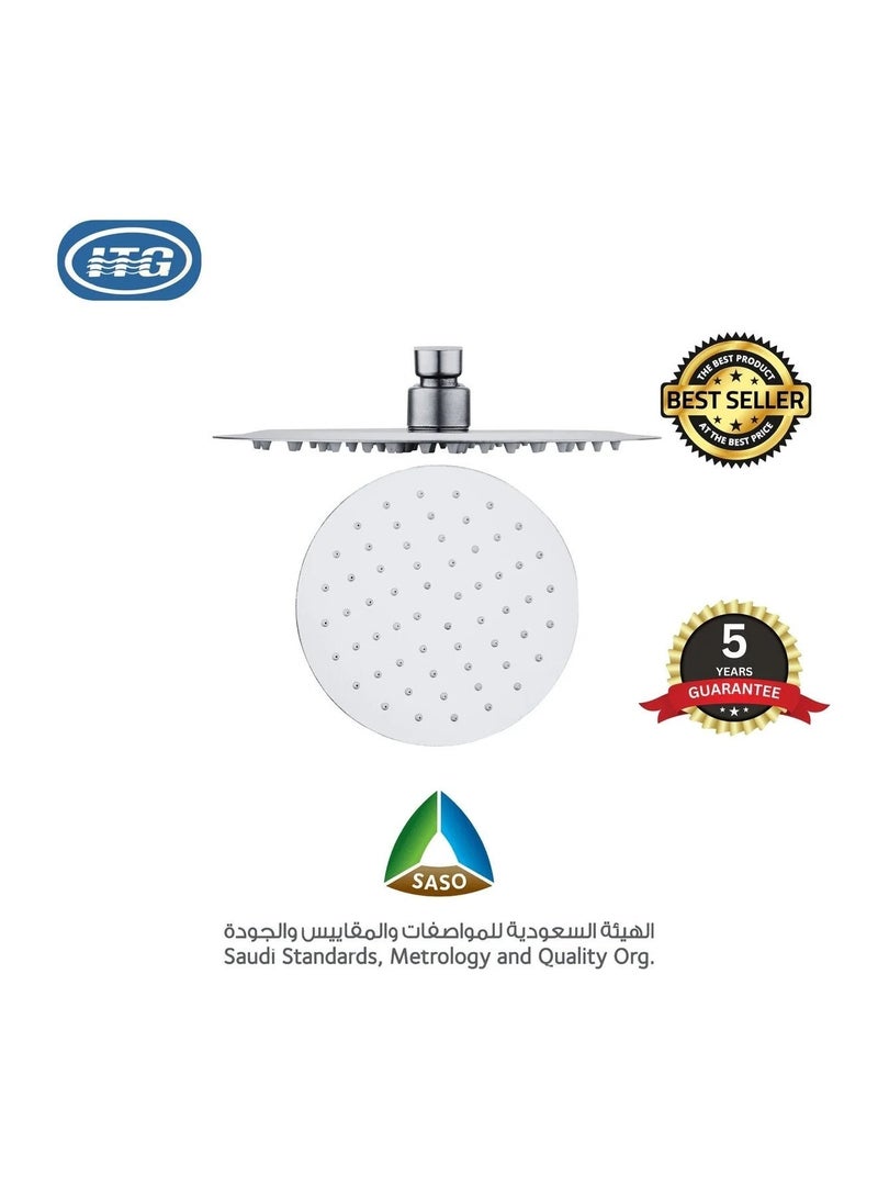 ITG 10-Inch Rain Shower Head, 25cm Round 304 Stainless Steel, Chrome Finish, High Pressure Rainfall Showerhead, Ultra-Thin, Anti-Rust, Bathroom Overhead Shower - Image 1