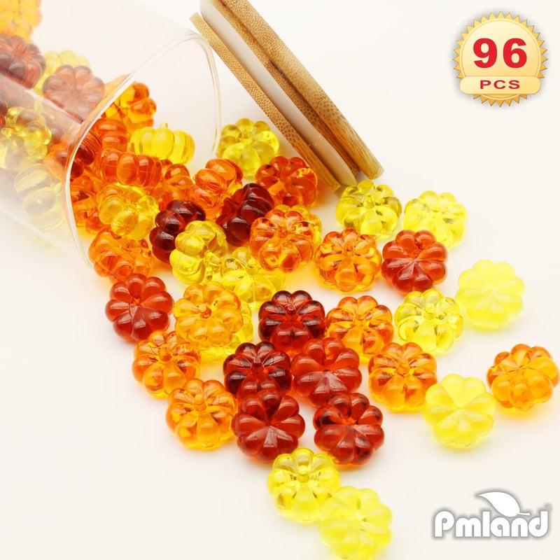PMLAND Autumn Acrylic 3 Color Assorted Mini Pumpkin Ornaments and Table Scatter - 90+ Pieces for Halloween Thanksgiving Fall Harvest Festival Holiday Party Events Home Decor -1 Pound Package - Image 4