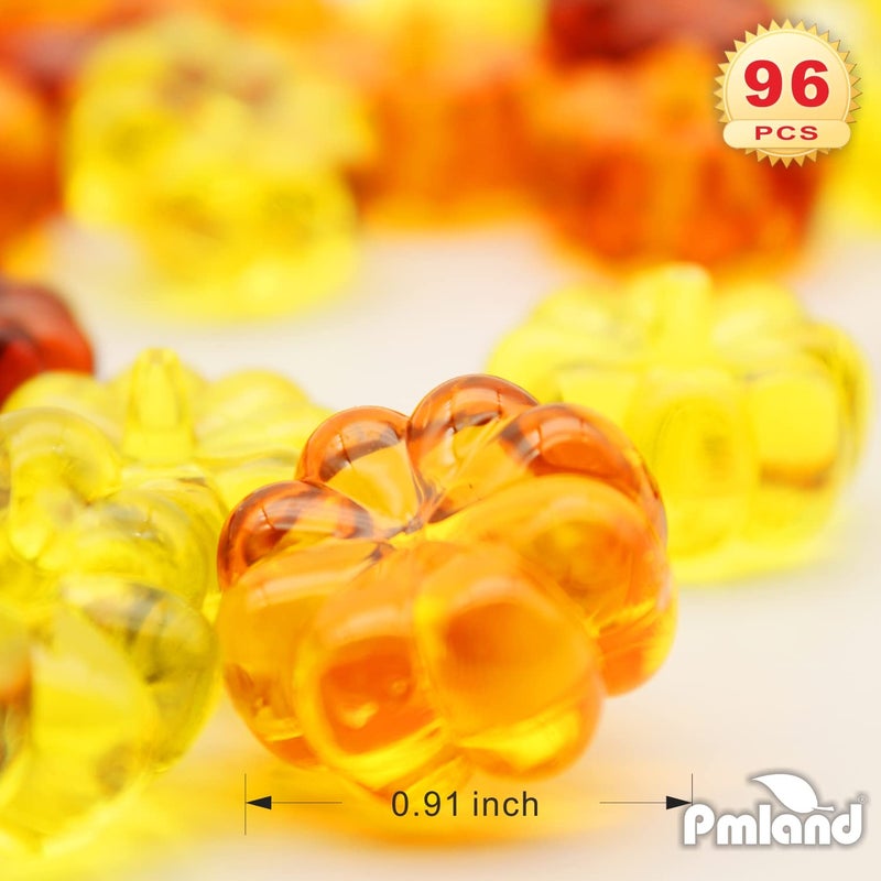 PMLAND Autumn Acrylic 3 Color Assorted Mini Pumpkin Ornaments and Table Scatter - 90+ Pieces for Halloween Thanksgiving Fall Harvest Festival Holiday Party Events Home Decor -1 Pound Package - Image 3