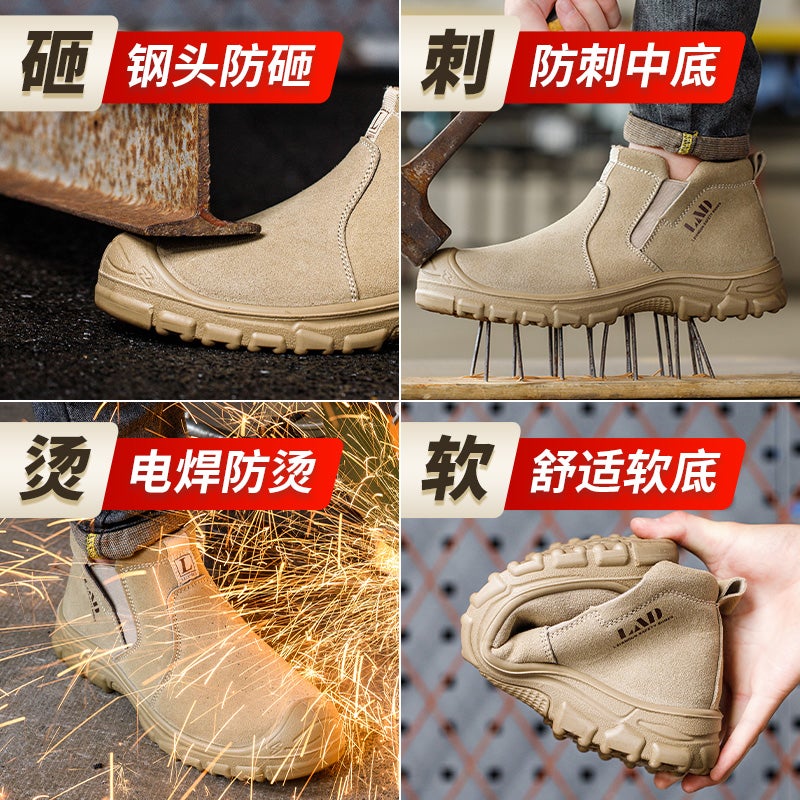 Labor Protection Shoes For Men, Welding, Anti-Scalding, Breathable, Comfortable, Soft-Soled, Anti-Smash, Anti-Puncture, Steel Toe-Toe Construction Site Work Welder Shoes - Image 5