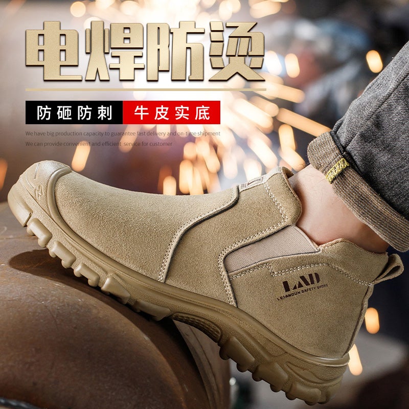 Labor Protection Shoes For Men, Welding, Anti-Scalding, Breathable, Comfortable, Soft-Soled, Anti-Smash, Anti-Puncture, Steel Toe-Toe Construction Site Work Welder Shoes - Image 3