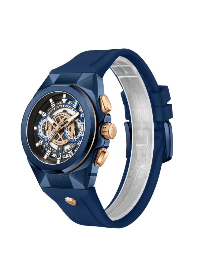 Kenneth Scott Men's Silicone Chronograph  Watch K26103-NSNB - 43 mm