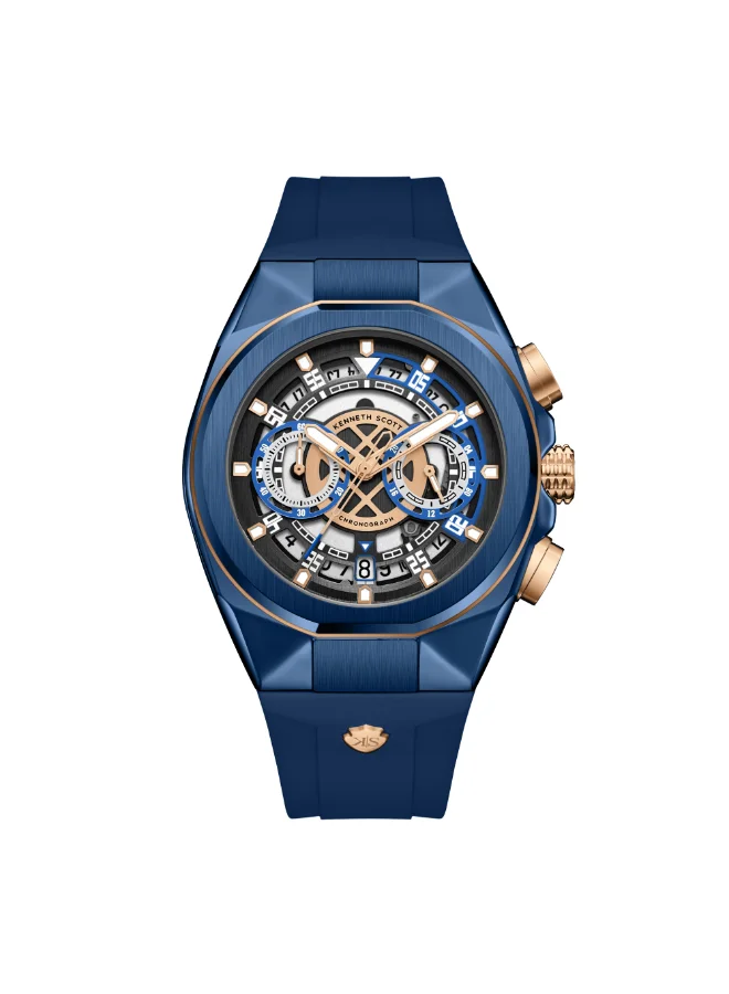 Kenneth Scott Men's Silicone Chronograph  Watch K26103-NSNB - 43 mm