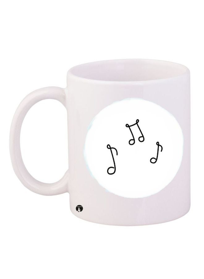 Musical Notation Printed Coffee Mug White/Black 11ounce