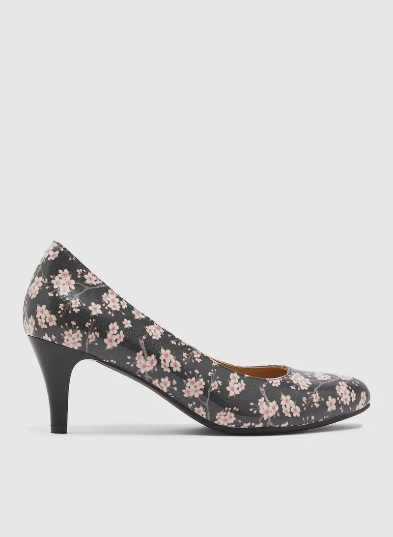 Le Confort Kitten Floral Print Pump - Multicolor