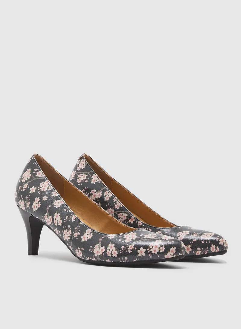 Le Confort Kitten Floral Print Pump - Multicolor