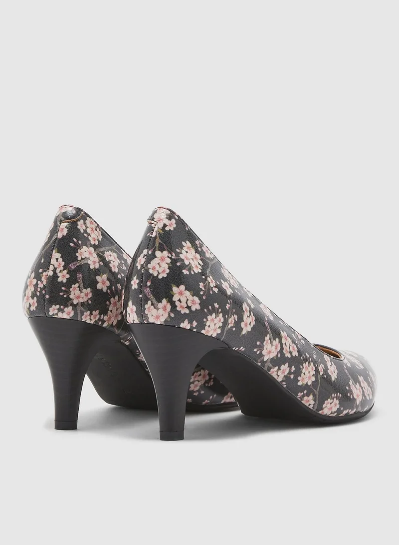 Le Confort Kitten Floral Print Pump - Multicolor