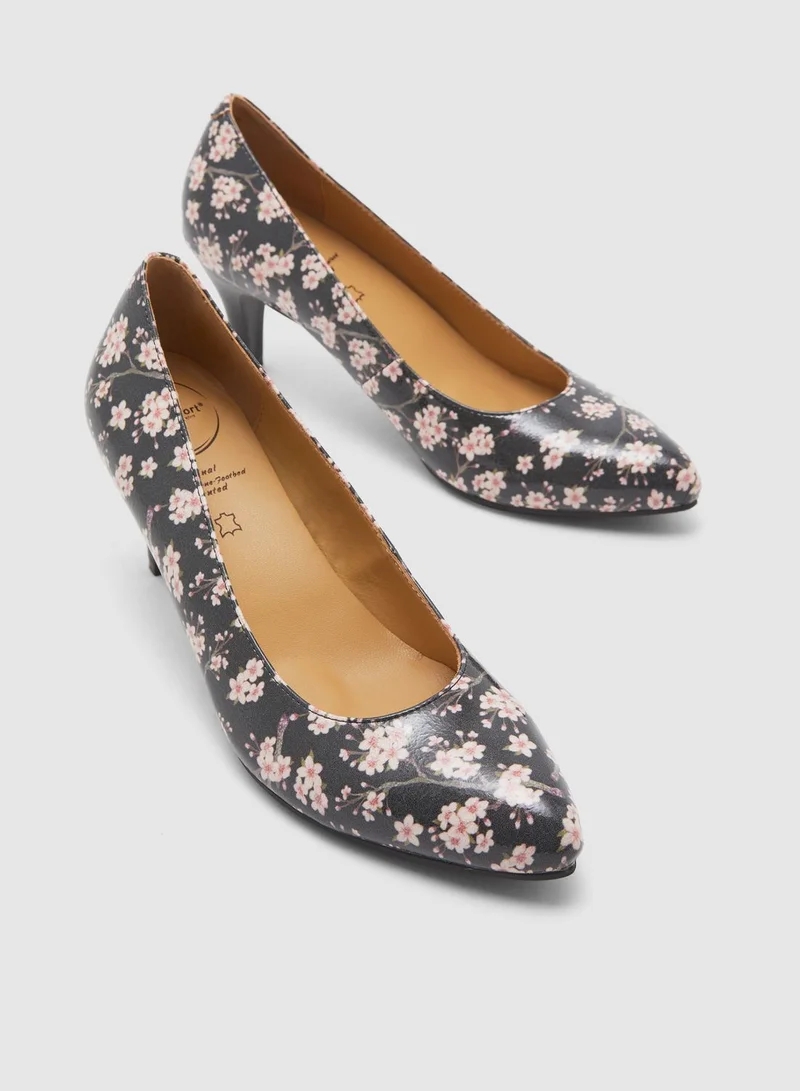 Le Confort Kitten Floral Print Pump - Multicolor