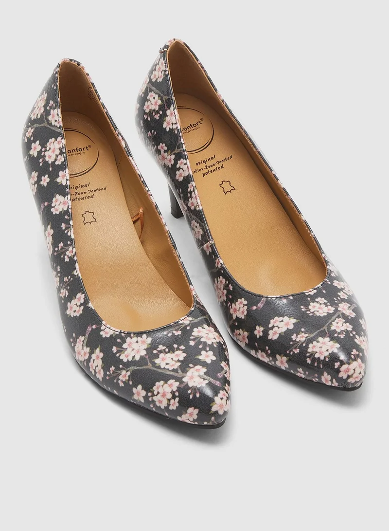 Le Confort Kitten Floral Print Pump - Multicolor
