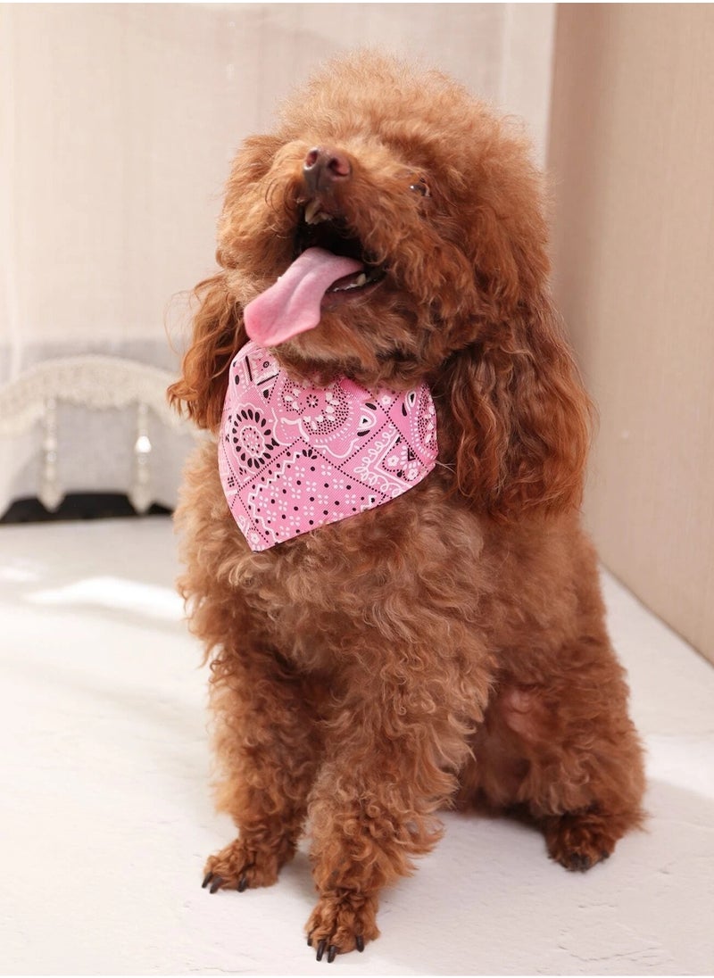 Generic Cute dog and cat collar with paisley design scarf in pink, adjustable and made of durable fabric to ensure comfort for your pet. Size (cm22-40) Medium  - Image 2