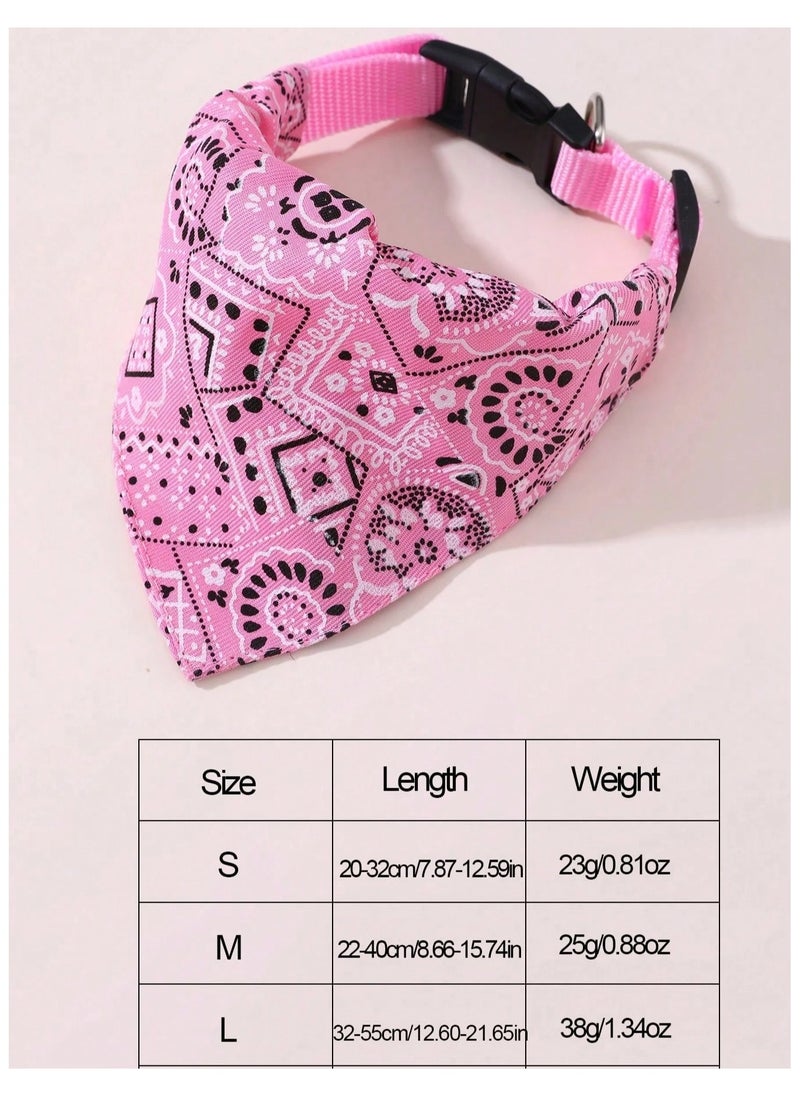 Generic Cute dog and cat collar with paisley design scarf in pink, adjustable and made of durable fabric to ensure comfort for your pet. Size (cm22-40) Medium  - Image 5
