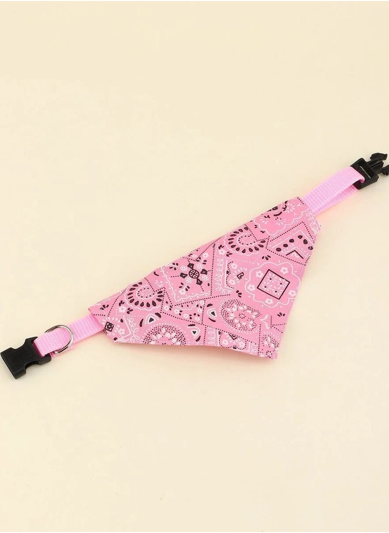 Generic Cute dog and cat collar with paisley design scarf in pink, adjustable and made of durable fabric to ensure comfort for your pet. Size (cm22-40) Medium  - Image 4