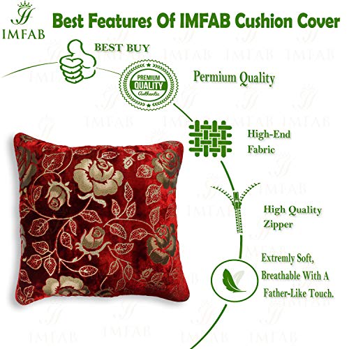IM FAB® Velvet Rose Maroon Cushion Cover Set of 5 Pcs(16x16 inchs or 40x40 cm) - Image 4