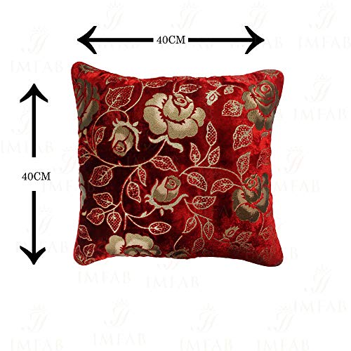 IM FAB® Velvet Rose Maroon Cushion Cover Set of 5 Pcs(16x16 inchs or 40x40 cm) - Image 5