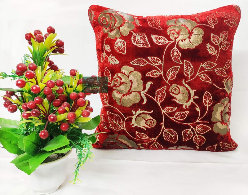 IM FAB® Velvet Rose Maroon Cushion Cover Set of 5 Pcs(16x16 inchs or 40x40 cm) - Image 2