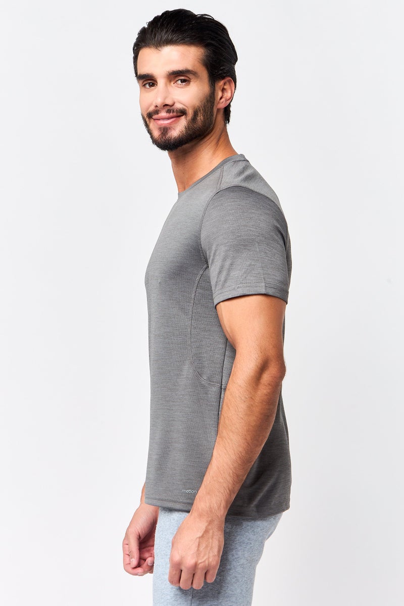 MOTION Men Sportswear Fit Short Sleeve Training T-Shirt, Grey - Image 3