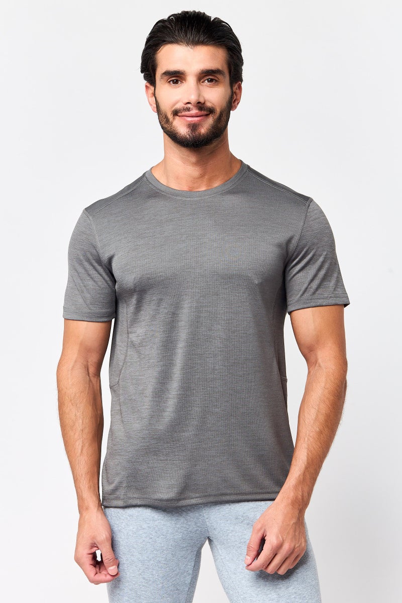 MOTION Men Sportswear Fit Short Sleeve Training T-Shirt, Grey - Image 1