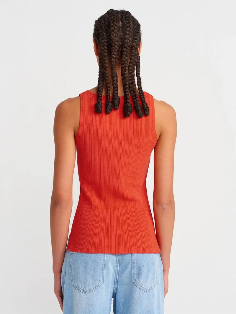 ديلفين Dilvin Sleeveless Ribbed Boat Neck Sweater