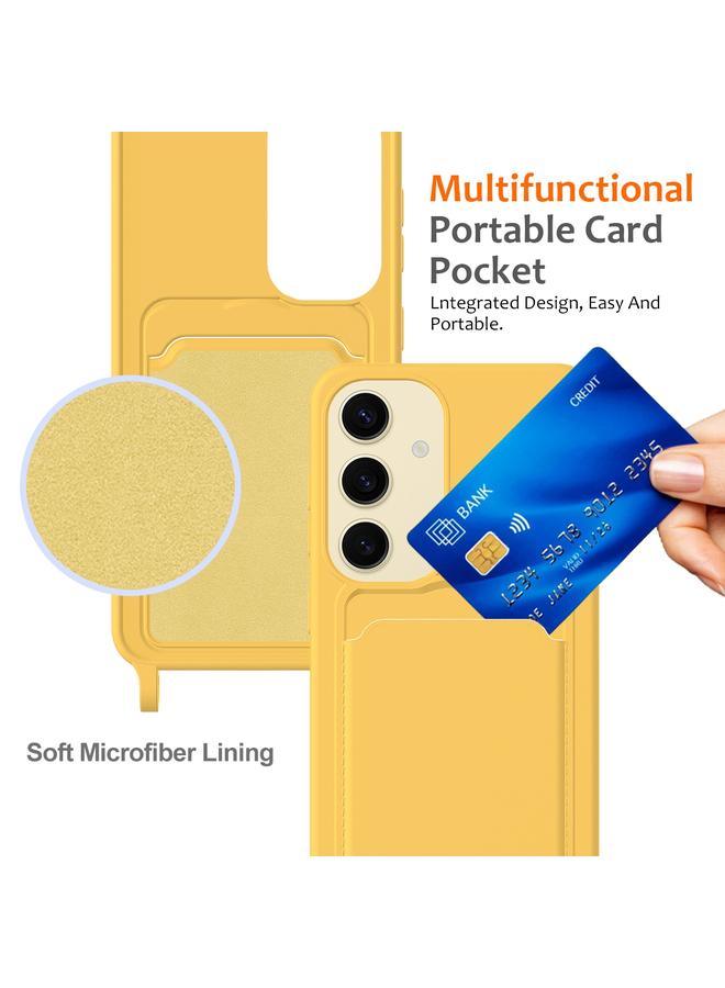 S-TOP Case For Samsung Galaxy A55 5G Integrated Card Bag Solid Color Liquid Silicone Phone Case with Lanyard - Image 4
