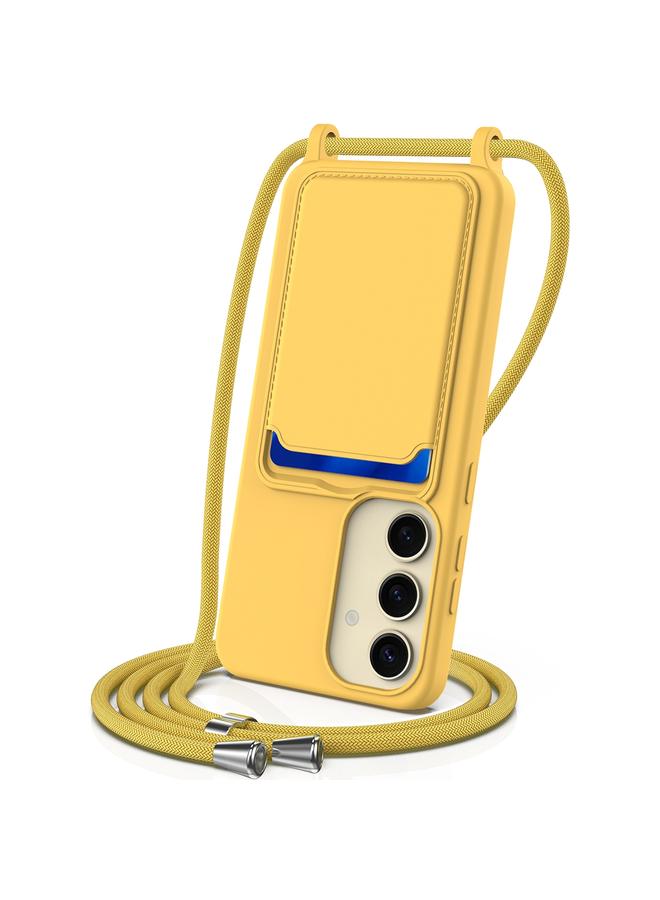 S-TOP Case For Samsung Galaxy A55 5G Integrated Card Bag Solid Color Liquid Silicone Phone Case with Lanyard - Image 1