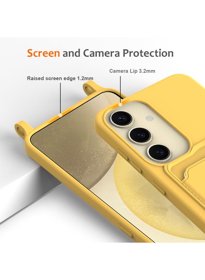 S-TOP Case For Samsung Galaxy A55 5G Integrated Card Bag Solid Color Liquid Silicone Phone Case with Lanyard - Image 5