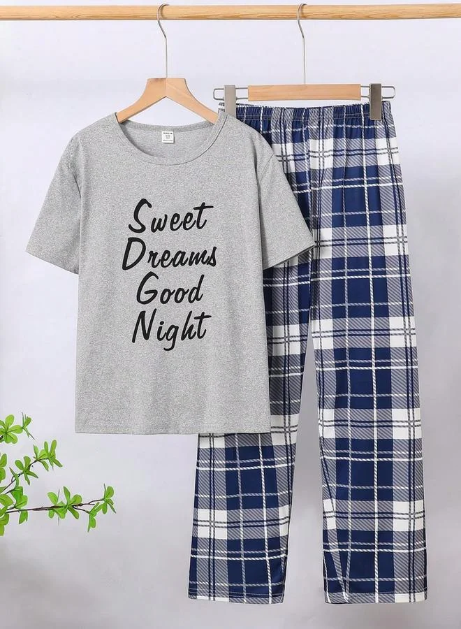 تايك تو مجموعة من بيجاما مربعات وتيشيرت