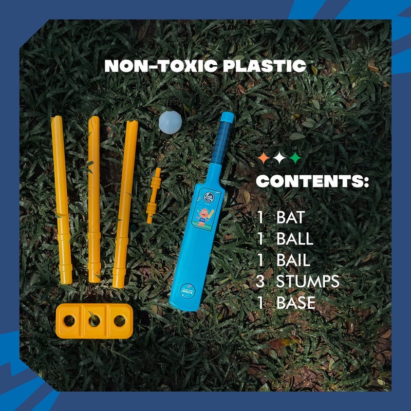 Lata Toys Howzzat Junior Cricket Set for – 1 Bat, 1 Ball, 3 Stumps, 1 Bail & 1 Base | Lightweight Outdoor Play Cricket Kit for Boys & Girls | Fun Sports Toy for Garden, Park & Beach Play Blue - Image 4