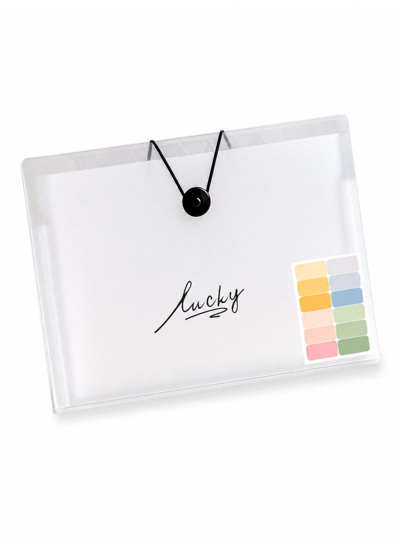 A4 Expanding File Folder 12 Pocket Accordion File Organizer Transparent Document Holder for Students Office and Home - Image 1