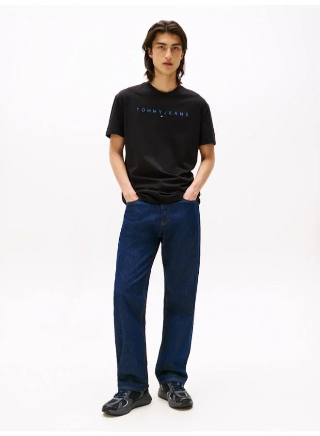 TOMMY JEANS Linear Logo Embroidery Crew Neck T-Shirt