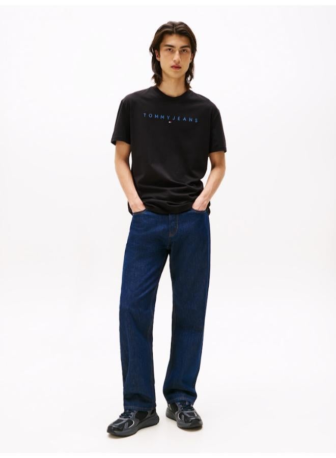 تومي جينز تيشيرت بياقة دائرية وتطريز شعار خطي - Image 4