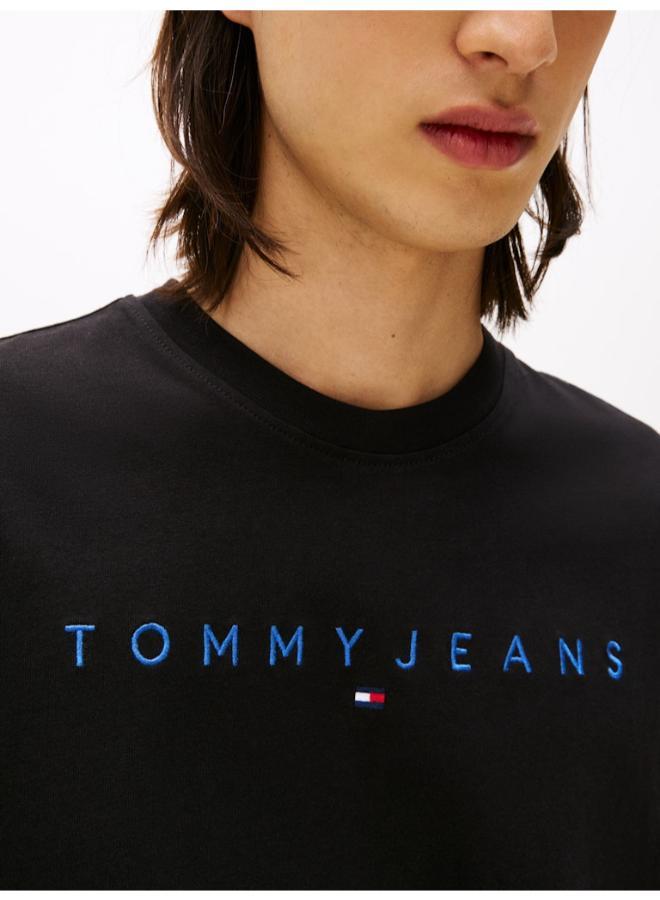 تومي جينز تيشيرت بياقة دائرية وتطريز شعار خطي - Image 3