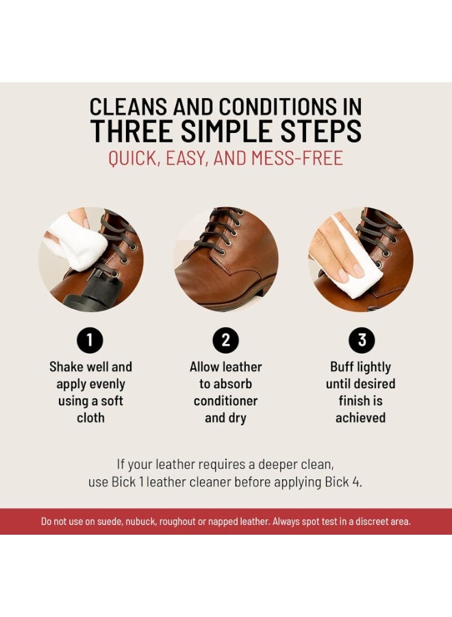 Bickmore بك 4 مكيف جلدي ومنظف جلدي 8 أونصات - لن يغمق الجلد - آمن لجميع ألوان الملابس الجلدية والأثاث والسترات والأحذية وداخل السيارات والحقائب وجميع الملحقات الجلدية الأخرى - Image 5