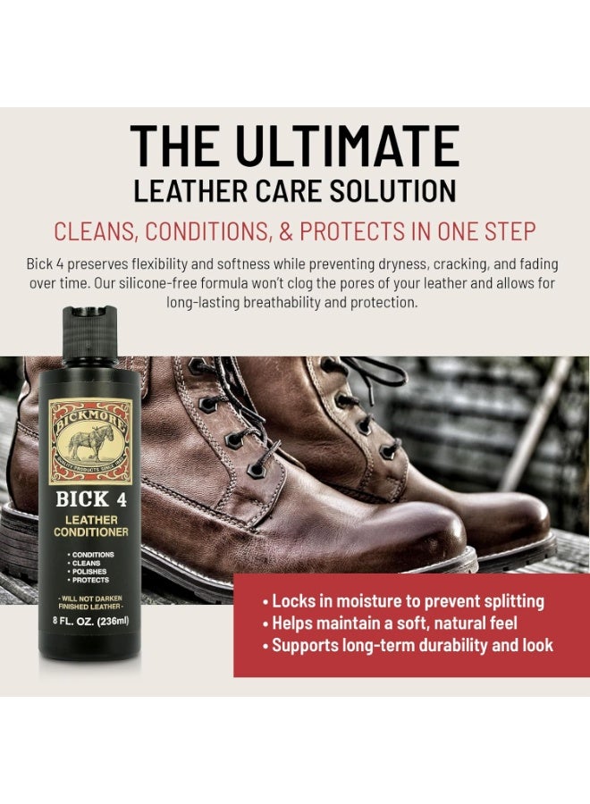 Bickmore بك 4 مكيف جلدي ومنظف جلدي 8 أونصات - لن يغمق الجلد - آمن لجميع ألوان الملابس الجلدية والأثاث والسترات والأحذية وداخل السيارات والحقائب وجميع الملحقات الجلدية الأخرى - Image 3