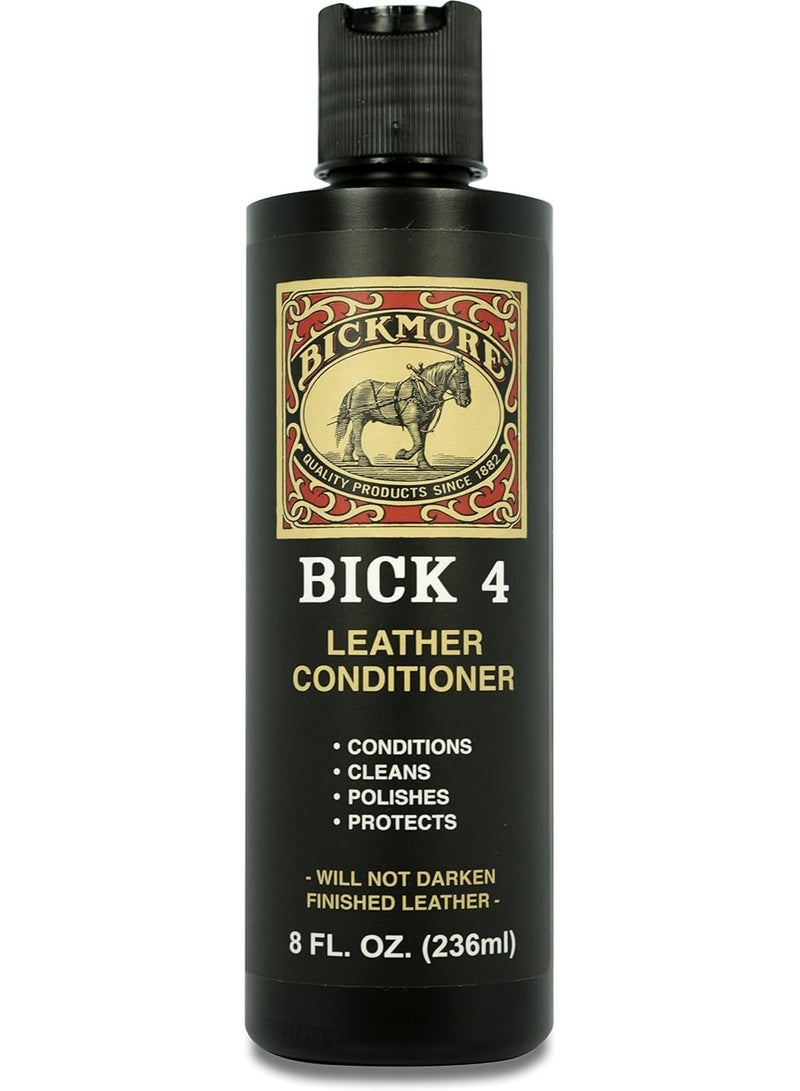 Bickmore بك 4 مكيف جلدي ومنظف جلدي 8 أونصات - لن يغمق الجلد - آمن لجميع ألوان الملابس الجلدية والأثاث والسترات والأحذية وداخل السيارات والحقائب وجميع الملحقات الجلدية الأخرى - Image 1