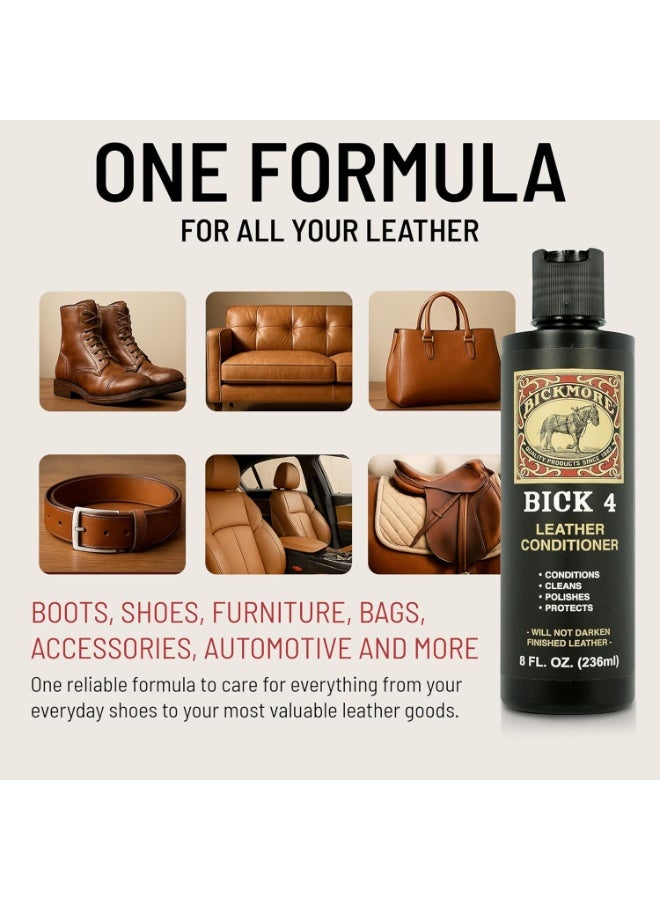 Bickmore بك 4 مكيف جلدي ومنظف جلدي 8 أونصات - لن يغمق الجلد - آمن لجميع ألوان الملابس الجلدية والأثاث والسترات والأحذية وداخل السيارات والحقائب وجميع الملحقات الجلدية الأخرى - Image 2