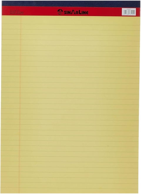 Writing Pad 50 Sheets Single line Yellow Legal Notepad, A4 Notebook Sheets for School, College, Office Supplies