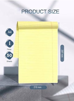 MARKQ Writing Pad 50 Sheets Single line Yellow Legal Notepad, A4 Notebook Sheets for School, College, Office Supplies  - Image 2
