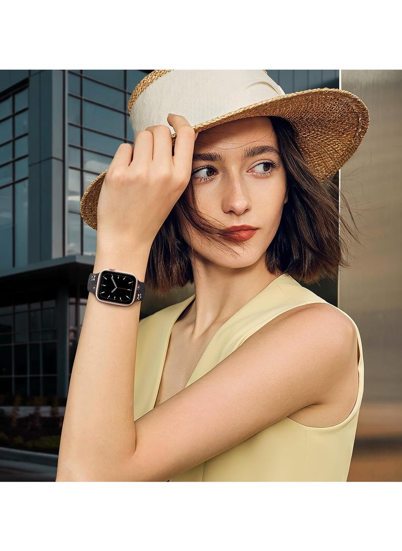 DKNG - Apple Watch Series 10 Band, Flower Engraved Band Compatible Apple Watch Band 38mm 40mm 41mm Ladies, Cute Flower iWatch Band iWatch Series Soft Silicone Sport Band for the iWatch Series SE 10 9 8 7 6 5 4 3 Ultra - Image 1