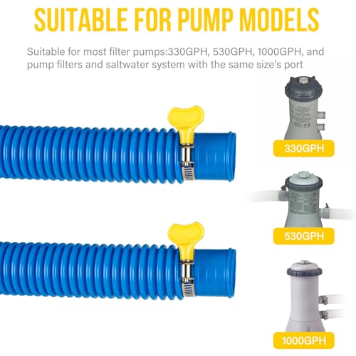 BEWAVE Pool Hose for Above Ground Pools, 3 PACK 1.25" Pool Filter Hoses Accessory Pool Pump Replacement 41 Inch Long with Clamps - Image 5