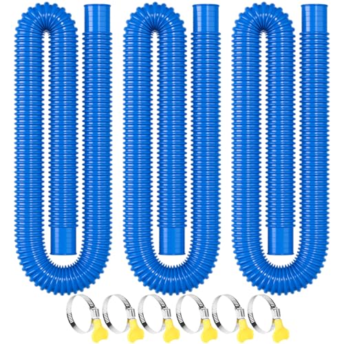 BEWAVE Pool Hose for Above Ground Pools, 3 PACK 1.25" Pool Filter Hoses Accessory Pool Pump Replacement 41 Inch Long with Clamps - Image 1