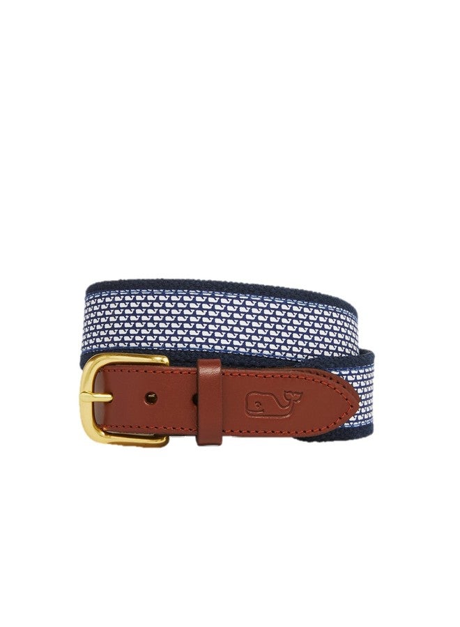 vineyard vines Boys' Micro Whale Classic Canvas Club Belt, Nautical Navy, Medium - Image 1