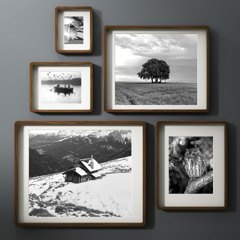 FLYJOE 12x16 Picture Frame, Natural Solid Walnut Wood Photo Frame with HD Tempered Glass, Handcrafted Wooden Frame 12 x 16 Matted to 8.5x11, Gallery Wall Frames for Art, Wall or Tabletop Display - Image 5