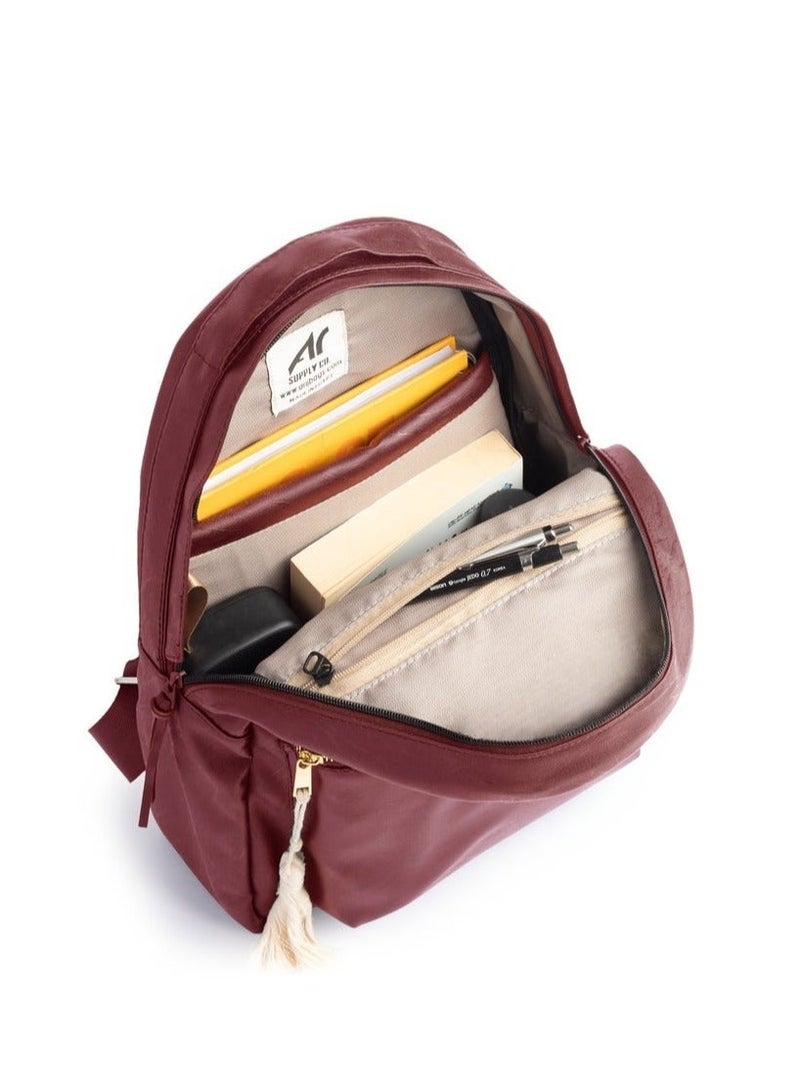 Ar supply AR Roots by Arij Bags | Backpack for Daily Use and University, Suitable for Tablets and Daily Essentials, Medium Size, Main Compartment, Tablet Protection Pocket, Front Pocket and Multiple Inner Pockets (36 × 25 × 11 cm) (Burgundy) - Image 3