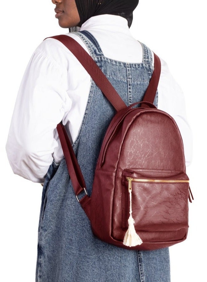 Ar supply AR Roots by Arij Bags | Backpack for Daily Use and University, Suitable for Tablets and Daily Essentials, Medium Size, Main Compartment, Tablet Protection Pocket, Front Pocket and Multiple Inner Pockets (36 × 25 × 11 cm) (Burgundy) - Image 2