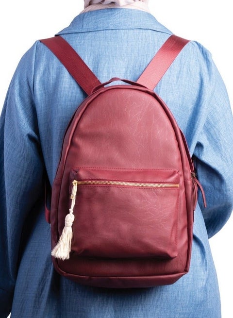 Ar Roots من Arij Bags | شنطة ظهر للاستخدام اليومي والجامعة، مناسبة للتابلت والأغراض اليومية، حجم متوسط، جيب رئيسي، جيب يحمي التابلت، جيب أمامي، جيوب داخلية متعددة (36 × 25 × 11 سم) (بورغوندي)